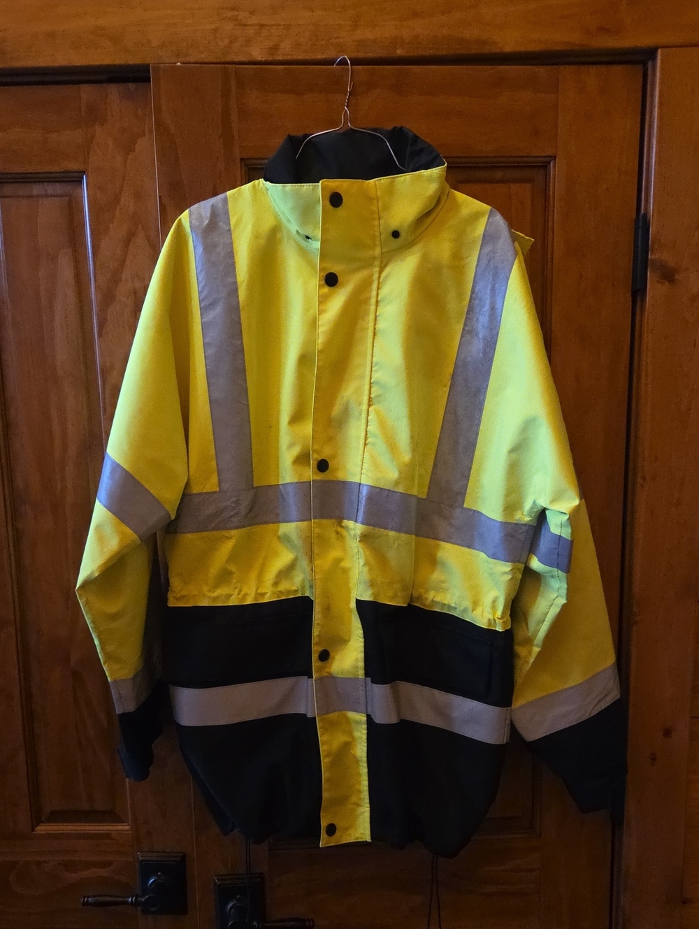 High-Visibility Yellow Raincoat with Reflective Stripes
